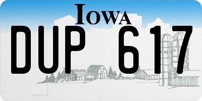 IA license plate DUP617