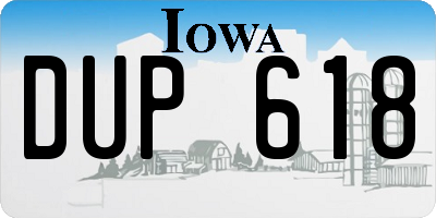 IA license plate DUP618