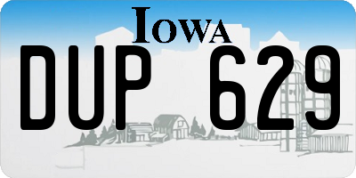 IA license plate DUP629