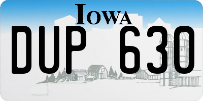IA license plate DUP630
