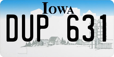 IA license plate DUP631
