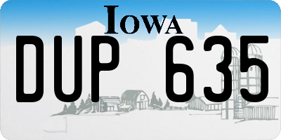 IA license plate DUP635