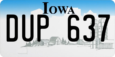 IA license plate DUP637