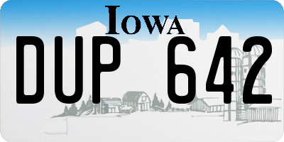 IA license plate DUP642