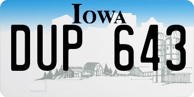 IA license plate DUP643