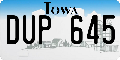 IA license plate DUP645