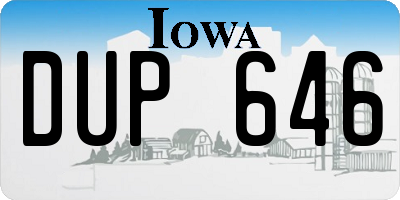 IA license plate DUP646