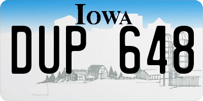 IA license plate DUP648