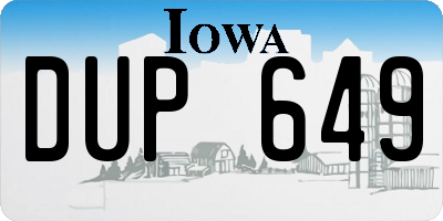 IA license plate DUP649