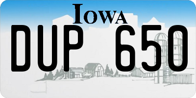 IA license plate DUP650