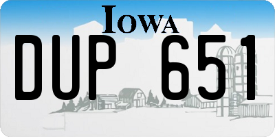 IA license plate DUP651