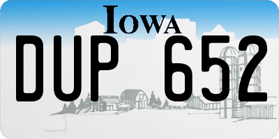 IA license plate DUP652