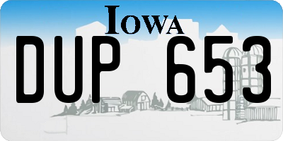IA license plate DUP653