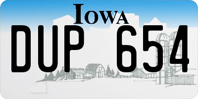 IA license plate DUP654