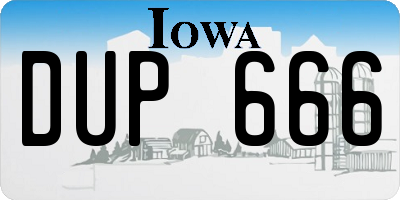 IA license plate DUP666