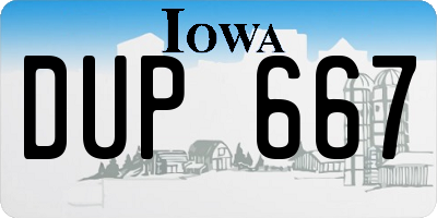 IA license plate DUP667