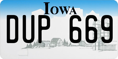 IA license plate DUP669