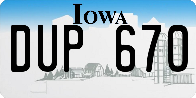 IA license plate DUP670
