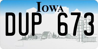 IA license plate DUP673