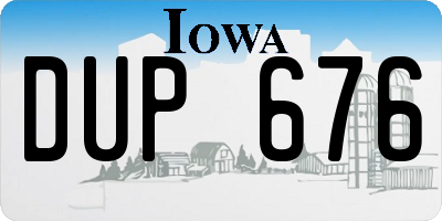 IA license plate DUP676