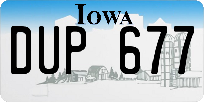 IA license plate DUP677