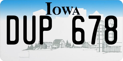 IA license plate DUP678