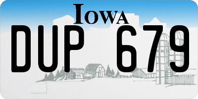 IA license plate DUP679