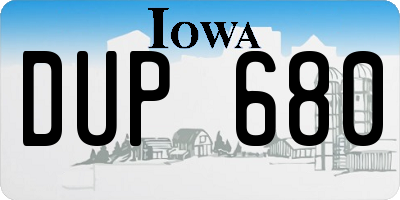 IA license plate DUP680