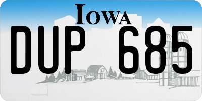 IA license plate DUP685