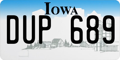 IA license plate DUP689