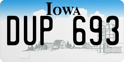 IA license plate DUP693