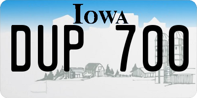IA license plate DUP700
