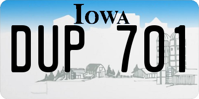 IA license plate DUP701
