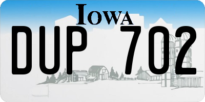 IA license plate DUP702