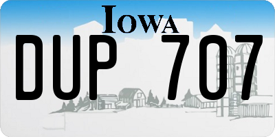 IA license plate DUP707