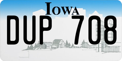 IA license plate DUP708