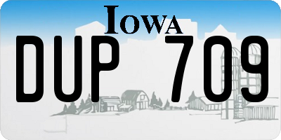 IA license plate DUP709