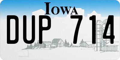 IA license plate DUP714