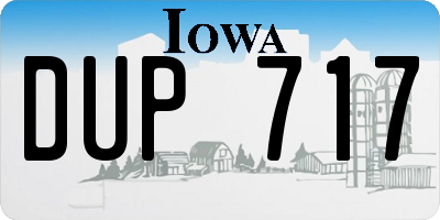 IA license plate DUP717