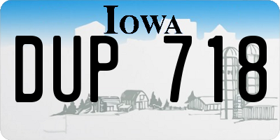 IA license plate DUP718