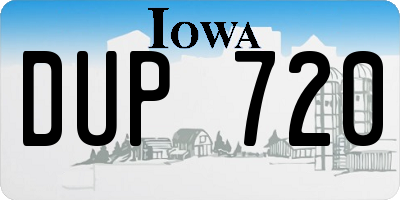 IA license plate DUP720