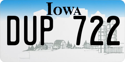 IA license plate DUP722