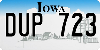 IA license plate DUP723