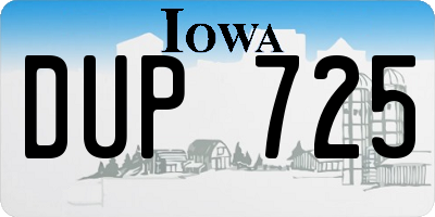IA license plate DUP725