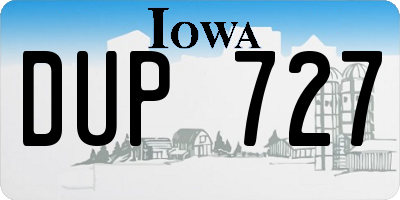 IA license plate DUP727