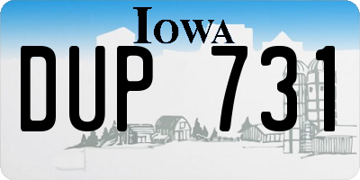 IA license plate DUP731