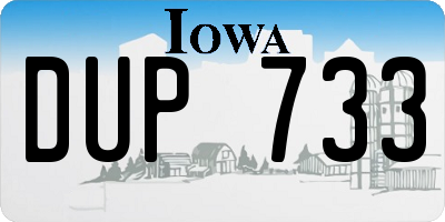 IA license plate DUP733