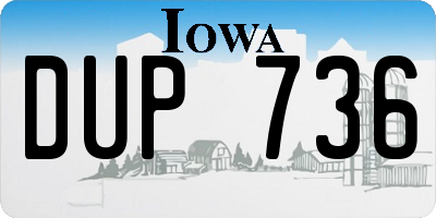 IA license plate DUP736