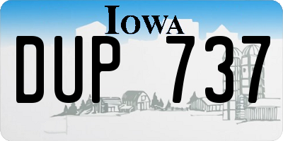 IA license plate DUP737