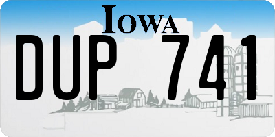 IA license plate DUP741